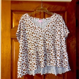 Pink Lily flowing blouse animal print T-shirt